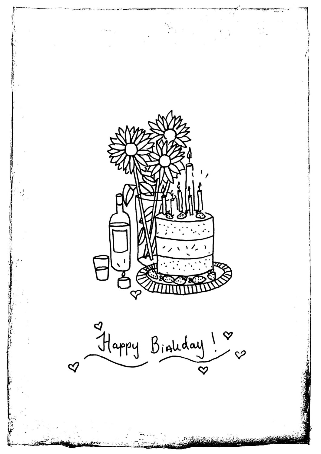 Sunflower Birthday Cake Card